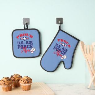 Ensemble De Gant De Cuisine Et De Manique Personnaliser Chien Tag U.S Air Force Maman