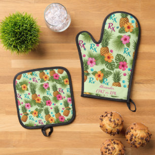 Ensemble De Gant De Cuisine Et De Manique Pharmacie personnalisée Ananas & Hibiscus