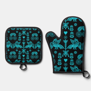 Ensemble De Gant De Cuisine Et De Manique Phoenix Bird Fold Art Imprimer
