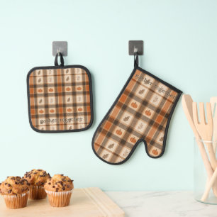 Ensemble De Gant De Cuisine Et De Manique Plaids de citrouille d'automne