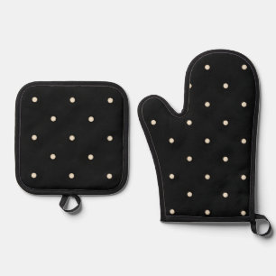 Ensemble De Gant De Cuisine Et De Manique Pois ivoiriens en noir