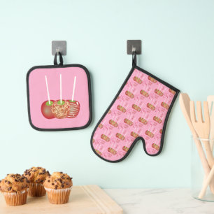 Ensemble De Gant De Cuisine Et De Manique Pommes de bonbons Ensemble de porte-jarretelles à