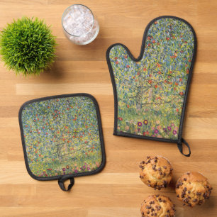 Ensemble De Gant De Cuisine Et De Manique Pommier de Gustav Klimt, Art Nouveau vintage