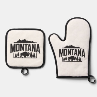 Ensemble De Gant De Cuisine Et De Manique Porte-fourgonnette et mitaine de bison du Montana