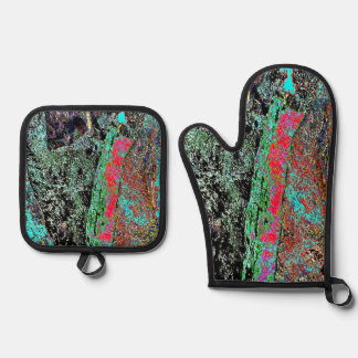 Ensemble De Gant De Cuisine Et De Manique Porte-pot et manche de cuisinier de couleur vibran