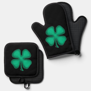 Ensemble De Gant De Cuisine Et De Manique Porte-pots en silicone noir irlandais