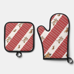 Ensemble De Gant De Cuisine Et De Manique Pot-mitt au four Porte-chat Chien rouge