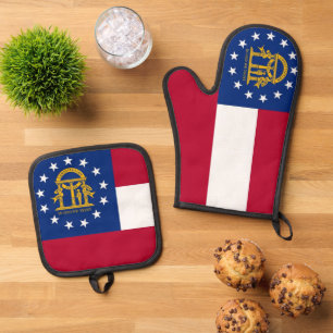 Ensemble De Gant De Cuisine Et De Manique Pot-Pot-Mitt avec le drapeau de la Géorgie, US