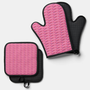 Ensemble De Gant De Cuisine Et De Manique Pots de porte-pot en silicone en acier rose