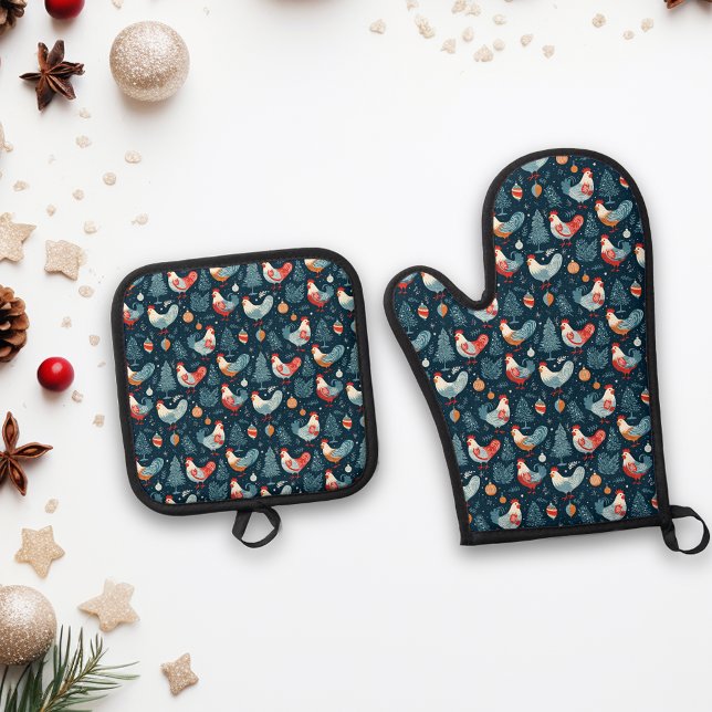 Ensemble De Gant De Cuisine Et De Manique Poulet de Noël (Créateur téléchargé)