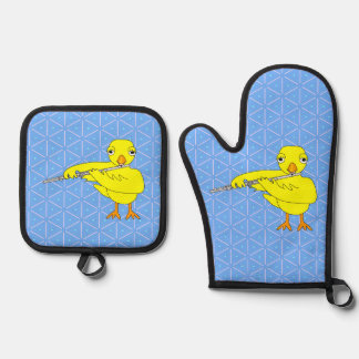Ensemble De Gant De Cuisine Et De Manique Poussin Flûte
