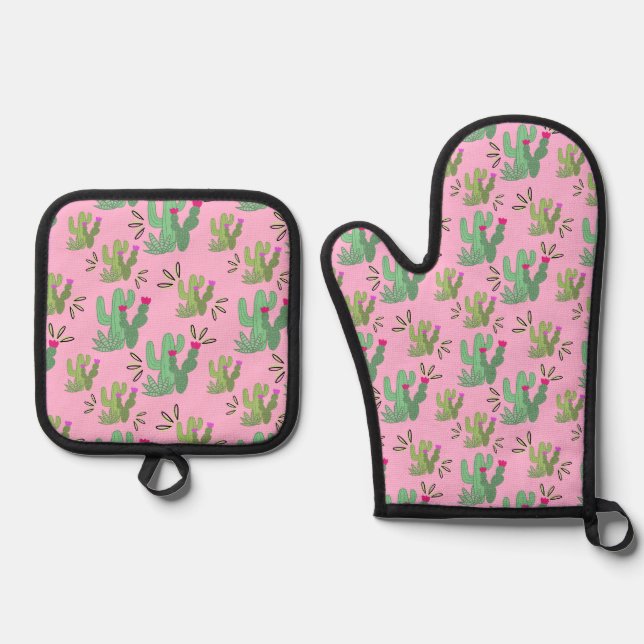 Ensemble De Gant De Cuisine Et De Manique Prickly Paradise (Recto)