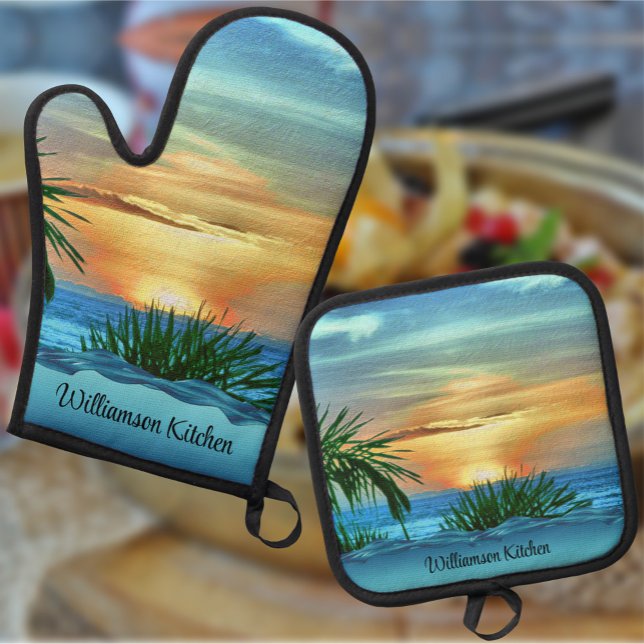 Ensemble De Gant De Cuisine Et De Manique Puerto Sunset 1557 (Créateur téléchargé)