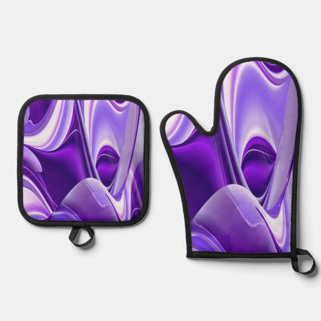Ensemble De Gant De Cuisine Et De Manique Purple Rainbow Dreams (Recto)