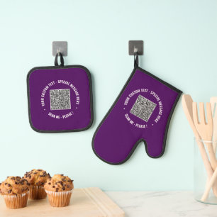 Ensemble De Gant De Cuisine Et De Manique QR Code numérisation du texte et des couleurs pers