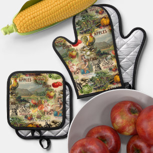 Ensemble De Gant De Cuisine Et De Manique Récolte vintage