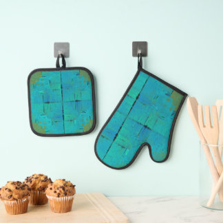Ensemble De Gant De Cuisine Et De Manique Résonance Aqua