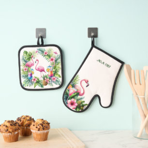 Ensemble De Gant De Cuisine Et De Manique Retraite des Flamants roses tropicaux Maman Grand-