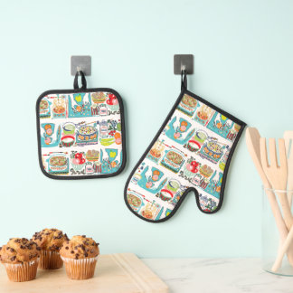Ensemble De Gant De Cuisine Et De Manique Retro Cuisine Cuisine Cuisinière Illustration Aqua