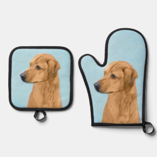 Ensemble De Gant De Cuisine Et De Manique Rhodesian Ridgeback Peinture Red Wheaten Chien Art