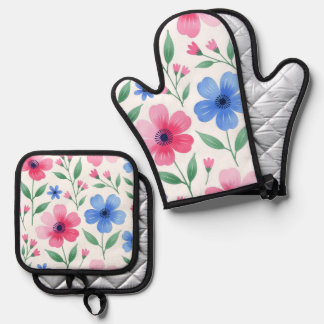 Ensemble De Gant De Cuisine Et De Manique Rosewater Bloom