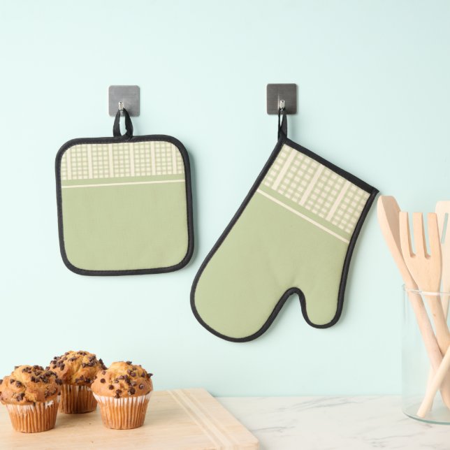 Ensemble De Gant De Cuisine Et De Manique Sage et crème (In situ (suspendu))