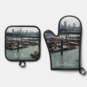 Ensemble De Gant De Cuisine Et De Manique San Francisco et Pier 39 Sea Lions City Skyline