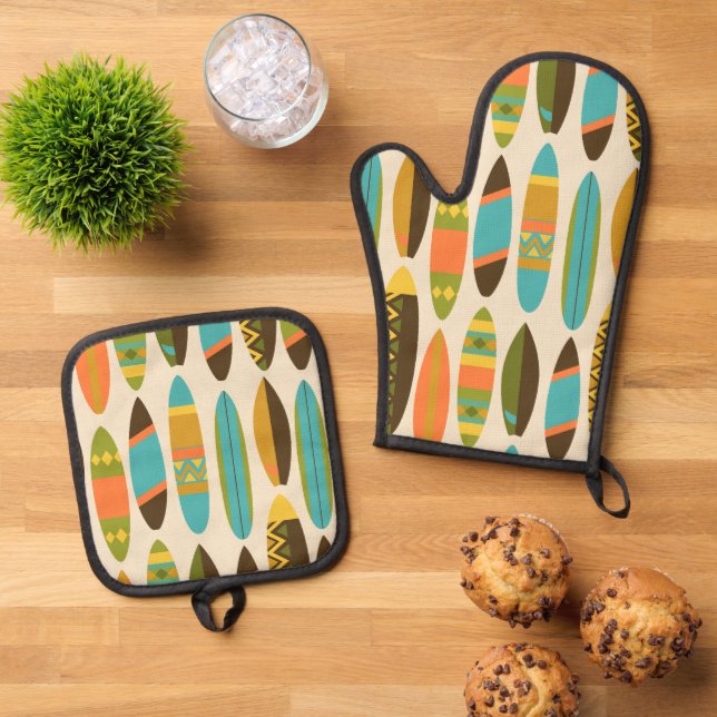 Ensemble De Gant De Cuisine Et De Manique Secret Beach Hawaiian Surfboards Multi Cream (De haut en bas)