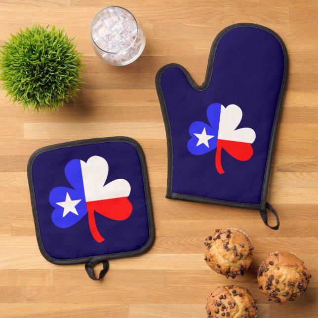 Ensemble De Gant De Cuisine Et De Manique Shamrock du Texas (De haut en bas)
