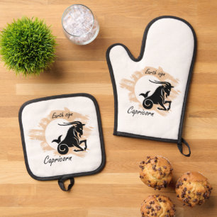 Ensemble De Gant De Cuisine Et De Manique Signe zodiaque - Capricorne