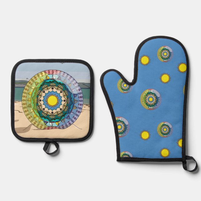 Ensemble De Gant De Cuisine Et De Manique Soleil d'été (Recto)