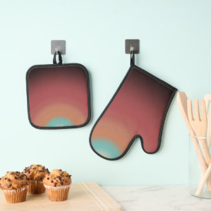 Ensemble De Gant De Cuisine Et De Manique Southwestern Southwest Desert Rainbow Art Design