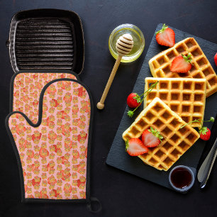 Ensemble De Gant De Cuisine Et De Manique Succulentes gaufres et fruits roses