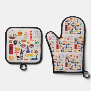 Ensemble De Gant De Cuisine Et De Manique Symboles britanniques