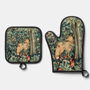 Ensemble De Gant De Cuisine Et De Manique Tapisserie Art Nouveau de William Morris, Renard d