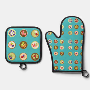 Ensemble De Gant De Cuisine Et De Manique tartes aux fruits pâtisserie turquoise pâtisserie 