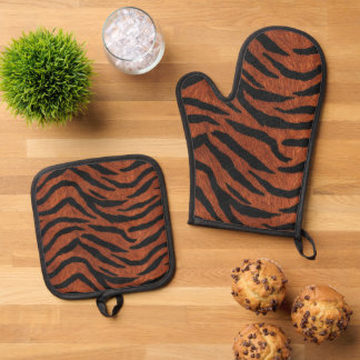 Ensemble De Gant De Cuisine Et De Manique Tiger Stripe Wild Pattern