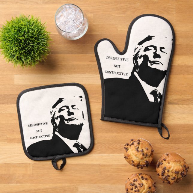 Ensemble De Gant De Cuisine Et De Manique Trump/Destructive Oven Mitt & Pot Holder (De haut en bas)