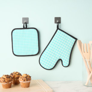 Ensemble De Gant De Cuisine Et De Manique Turquoise