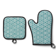 Turquoise Vert Bleu Blanc Four Mitt et Pot Holders