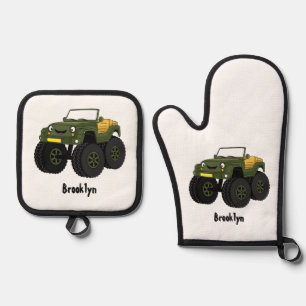 Ensemble De Gant De Cuisine Et De Manique Un Green Monster truck