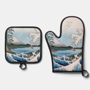 Ensemble De Gant De Cuisine Et De Manique Utagawa Hiroshige - Mer au large de Satta, provinc