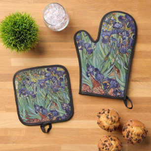 Ensemble De Gant De Cuisine Et De Manique Van Gogh Irises Peinture impressionniste