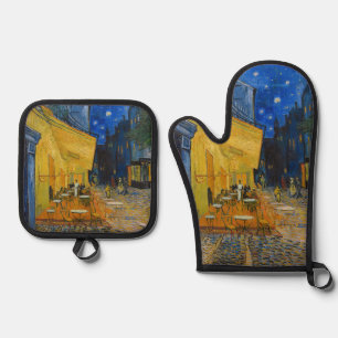 Ensemble De Gant De Cuisine Et De Manique Vincent van Gogh - Café Terrasse en soirée