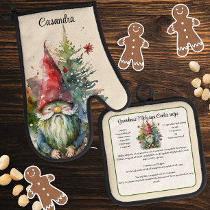 Ensemble De Gant De Cuisine Et De Manique Vintage Gnome Christmas Recette de conservation Co
