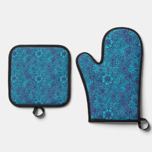 Ensemble De Gant De Cuisine Et De Manique Vintage turquoise couleur violet foncé