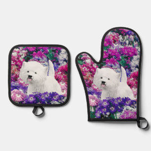Ensemble De Gant De Cuisine Et De Manique West Highland White Terrier Peinture Westie Chien