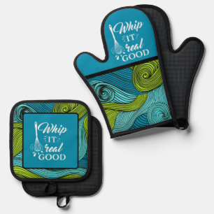 Ensemble De Gant De Cuisine Et De Manique Whip it Real Good Funny Foodie Message