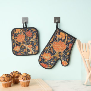 Ensemble De Gant De Cuisine Et De Manique William Morris Cray Fond d'écran Motif