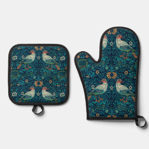 Ensemble De Gant De Cuisine Et De Manique William Morris - Oiseaux floraux Vintages
